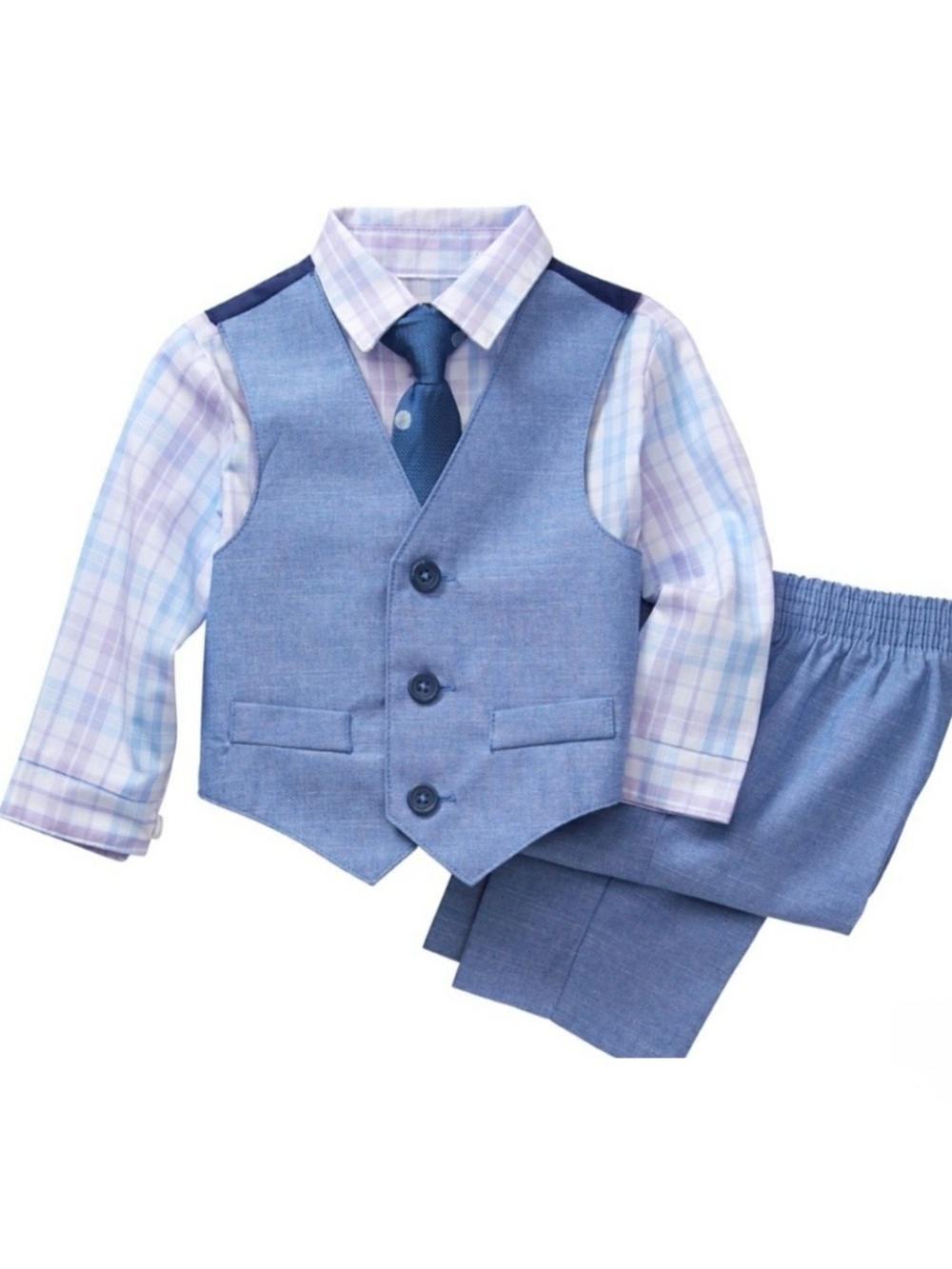 Van Heusen Boys Light Blue Vest Suit Set